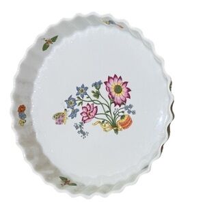 MMA Philippe Deshoulieres porcelain wavy tart dish 9 inch floral made in France